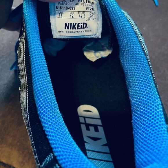 Excellent Nike iD Flyknit Lunar 1 blue green men’s 13 US 47.5 EUR - Picture 12 of 12